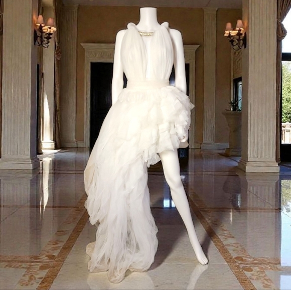 NWT $1100 BRONX AND BANCO Taraji Gown White Size XL US 10 AUS/UK 14 EU 46 - Picture 3 of 7